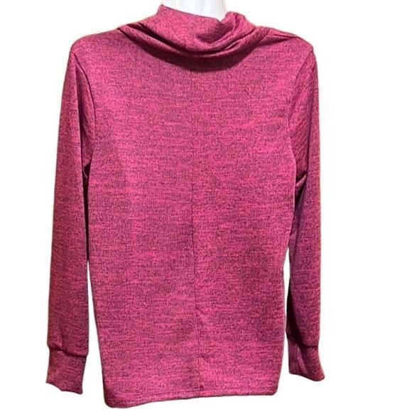 Notations Womens Top Sz XLP Heathered Rust Pullover Cowl Neck Asymmetrical NWT - Picture 5 of 6